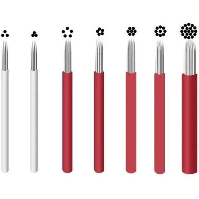 50pcs Microblading Needles Fog Eyeborw Permanent Makeup Blade Shading Round R3 R5 R7 R9 R21 Tattoo Needle for Tattoo Manual Pen