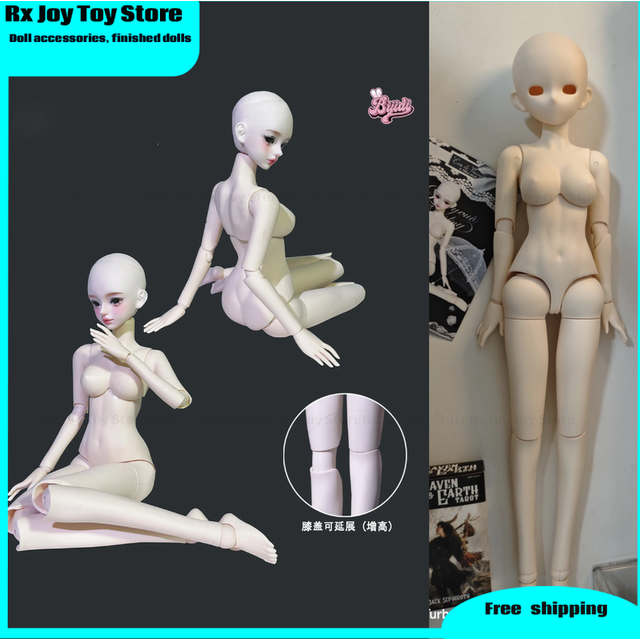 39.5cm Multi-Joint Movable White Skin Mjd Body Makeup Doll Wig 1/4 Scale Female Body Articulated Nude Body For Diy Customizatio