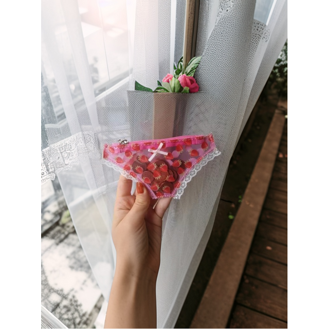 Panties-Shaped Lace Cute Coin Purse PVC Mini Storage Bag With Zipper Strawberry Makeup Bag Great Party Gift Birthday Present