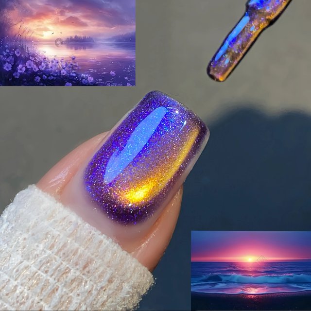 10ML 1-6PCS Orion Nebula Aurora Cat Eye Series Gel Nail Polish 2026 New Arrival Sparkling Gold Glitter With Delicate Glass Beads