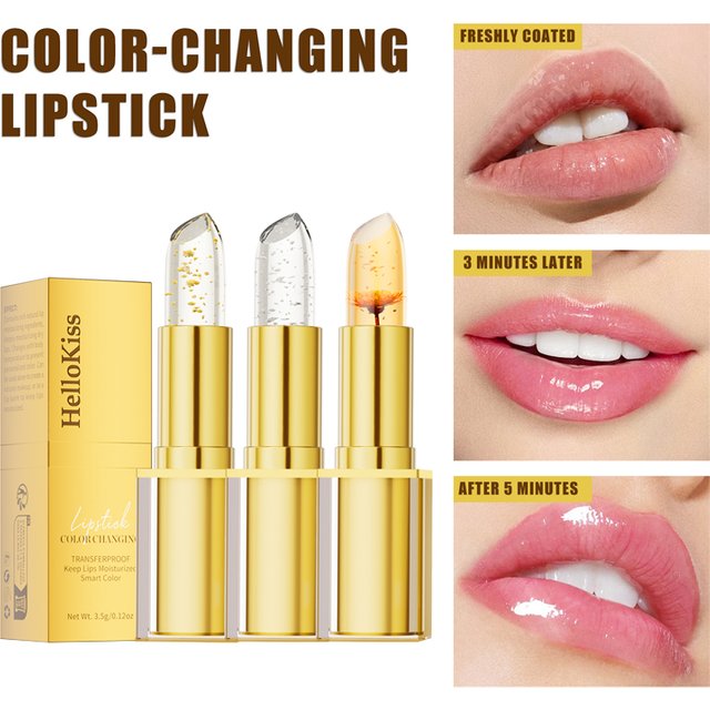 Color Changing Lipstick,Gold Crystal Ph Lipstick Color Changing,Long Lasting 24 Hours Moisturizing Glossy Shine Lip Gloss