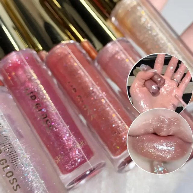 Sparkling Golden Metallic Lip Gloss,Sparkling Lip Glaze Face Brightening Highlighter,Moisturizing Tinted Gel for All Skin Types