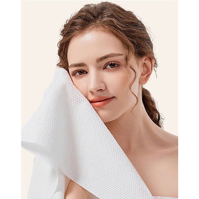 60PCS Natural Pearl Cotton Disposable Face Towels for Travel Wet And Dry Nonwoven Facial Cleansing Makeup Remover Soft Towel