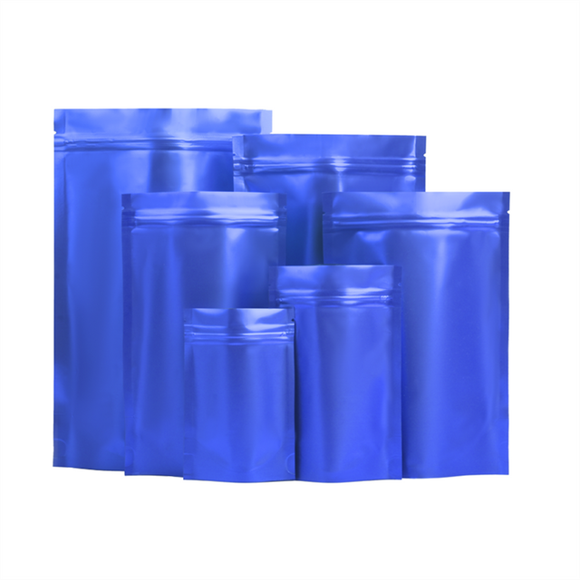 50/100PCS Matte Blue Stand Up Zipper Foil Pouches Tear Notch For Tea Coffee Nuts Cosmetic Dry Food Storage Bag