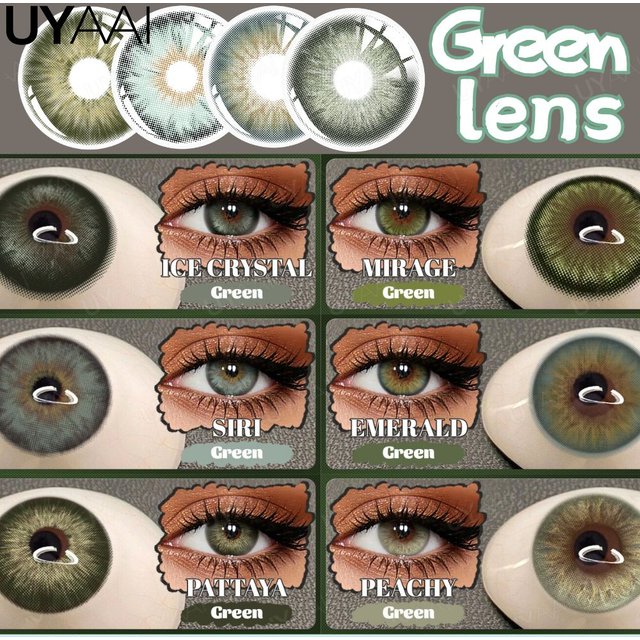 UYAAI Color Contact Siri Green Lenses Makeup PATTAYA Green Lense Beauty Pupils Cosmetic Colored Lenses Colorcon Green Lens