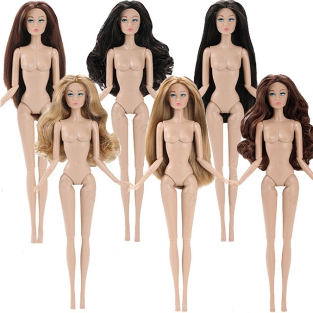 1/6 Light Dark Skin Tone Supermodel Makeup Dolls Head Naked Body Straight Curly Hair Fashion Style Girls Toys Changing Clothes