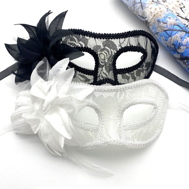 Masque en dentelle vénitien pour fête de danse, fleur de plume, performance de carnaval de mariage, masque facial sexy pour dame, Noël, Tim