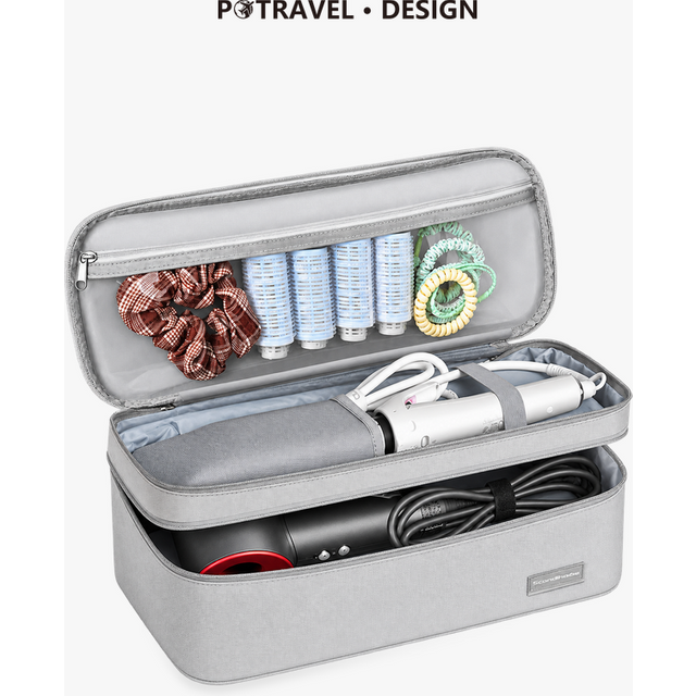 Hair Dryer Travel Bag Large Hair Styling Tools Organizer Double Layer Storage Case for Curling Iron Straightener Blow Dryer