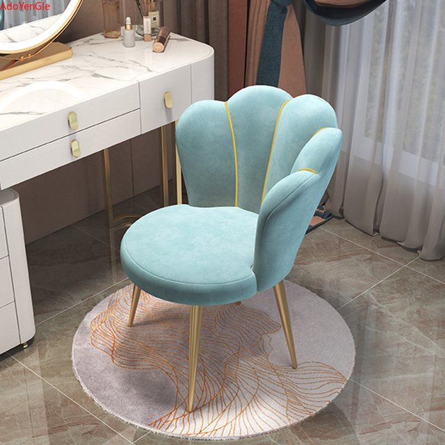 Nordic Chairs Home Furniture Luxury Dining Chair Living room Reception Soft Velvet Backrest Manicure Leisure Makeup Stool ins