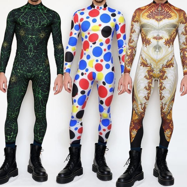 Combinaison serrée à manches longues pour hommes et femmes, Costume de Cosplay, impression numérique 3D, body pour fête d'halloween, mascarade, vêtements de spectacle