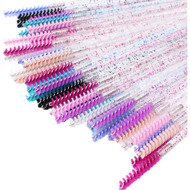 50pcs Disposable Mascara Wands Crystal Eyelash Brushes Thin Mascara Wands Micro Brush Lash Extension Supplies Mini Lash Brush