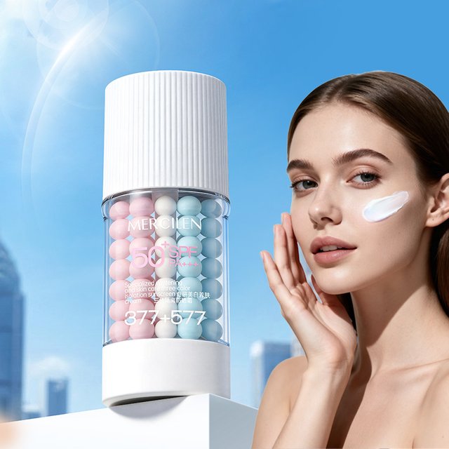 Mercilen Three-Color Isolation Sunscreen, Pf50+, Pa+++ High-Level Sun Protection, Non-Greasy Formula, Broad-Spectrum Uva/Uvb Sunscreen, Brightens and Conceals, Isolates and Moisturizes, Evens Out Skin