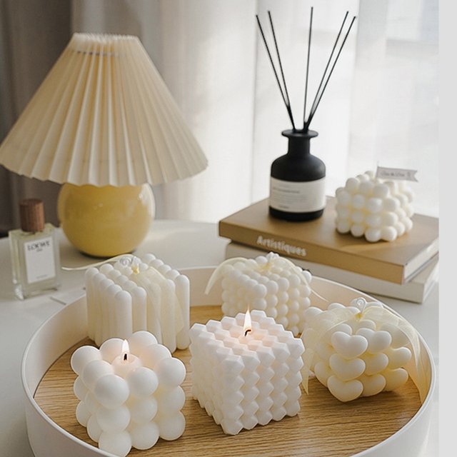 Rubik's Cube bougies aromatiques parfumées bougies en cire de soja blanc poire anglaise & Freesia