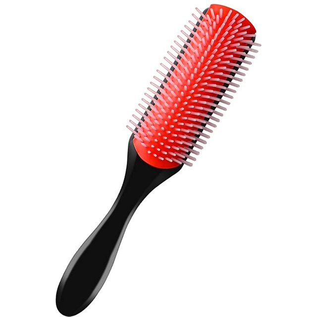 9-Rows Cushion Nylon Bristle Hair Brush Classic Detangling Wet Dry Curly Hair Defining Separating Shaping Styling Tool