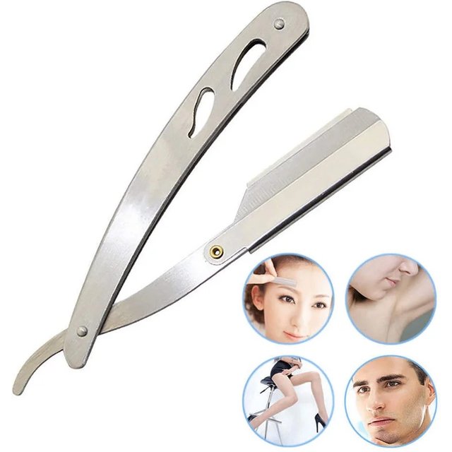 1/2/3/4Pcs Men'S Hair Razor Shaving Barber Tools For Beard And Facial Epilator Folding Shaving Knife Stainless Steel Straight