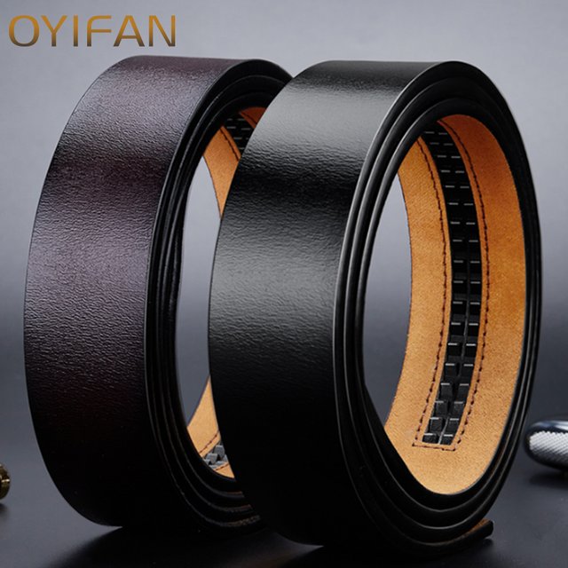 Nouveaux ceintures en cuir véritable pour hommes ceintures Double face hommes mode sans boucle ceintures de haute qualité noir marron ceinture faciale 3.5 cm
