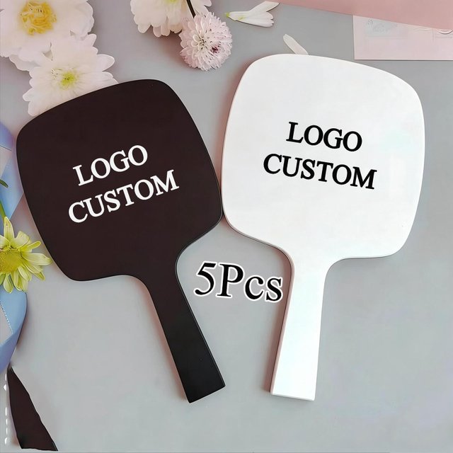 Hand Mirror Salon Barber Hairdressing Handheld Mirror With Handle 5Pcs Logo Custom Mirror For Daily Use With Hair Makeup Stuff