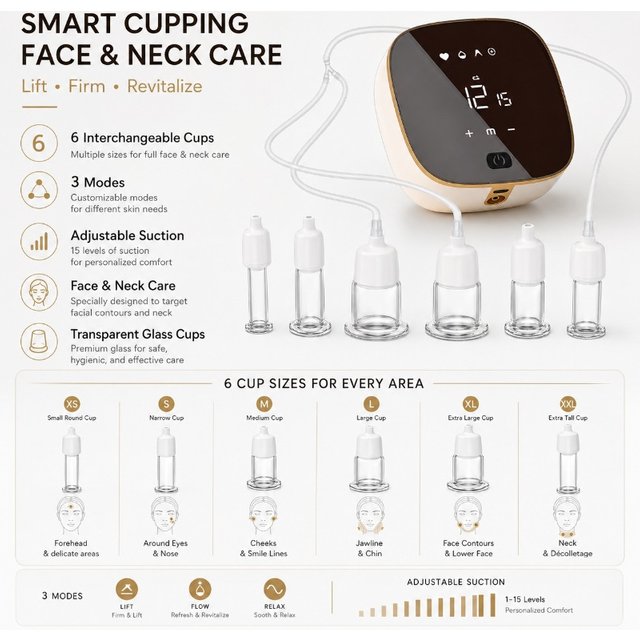 Facial Cupping Set,Electric 6 Glass Cups For Face,Eye& Neck Massage,Reduce Puffiness Improve Skin Appearance Face Cupping Device