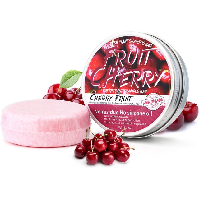 Nature Plant Fruit Cherry Solid Shampoo Refreshing Lemon Aloe Vegan Soap Skin Oil Control Dandruff Shampoo Bar