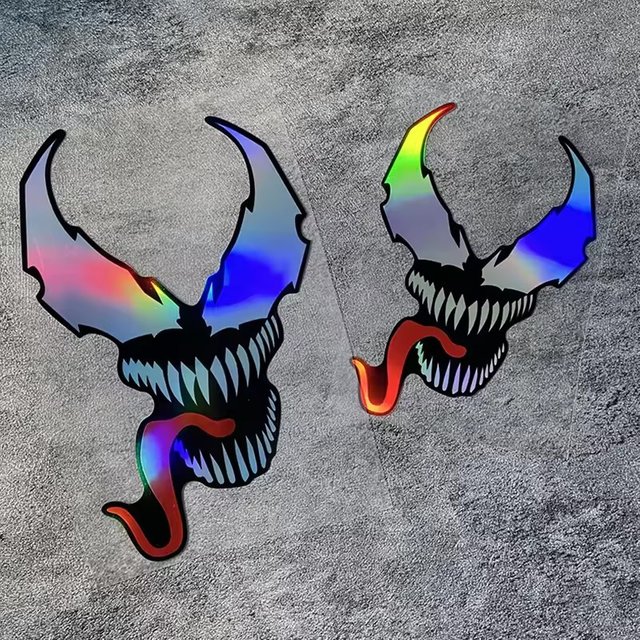 1PC Reflective Laser Anime Devil Red Tongue Motorcycle Sticker Waterproof for Fuel Tank Windshield Fairing Sunscreen Vinyl Decal