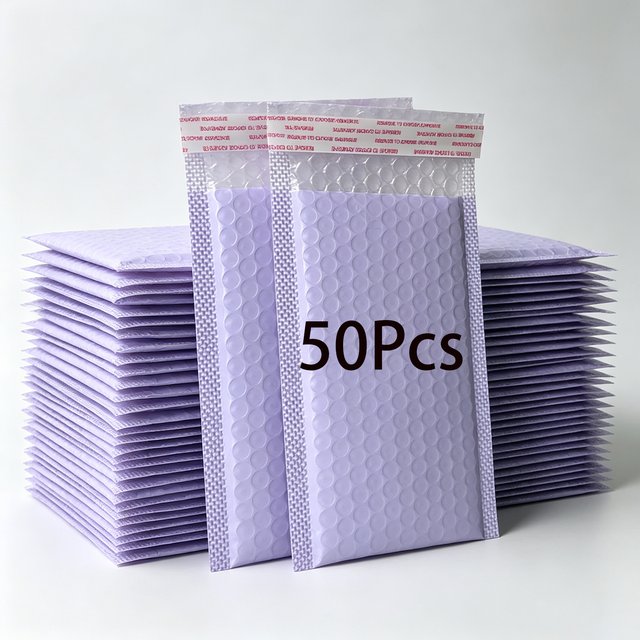 50Pcs Purple Bubble Envelopes Self‑Seal Anti‑Collision Mailer Bags Waterproof Padded Pouches for Gifts Cosmetics Mail Shipping