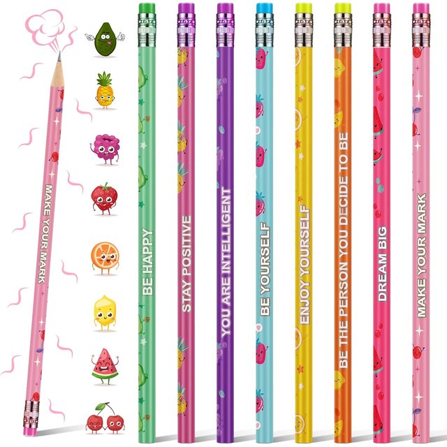 30 pièces crayons parfumés pour enfants crayons HB inspirants avec gommes cylindre coloré amusant