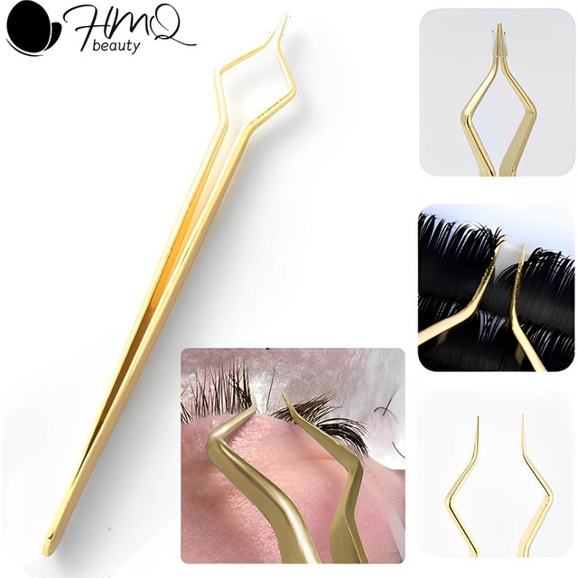 New Lash Extension Tweezers Anti Slip Stainless Steel Curved Tip Straight Tweezers High Precision Nail Art Makeup Beauty Tools