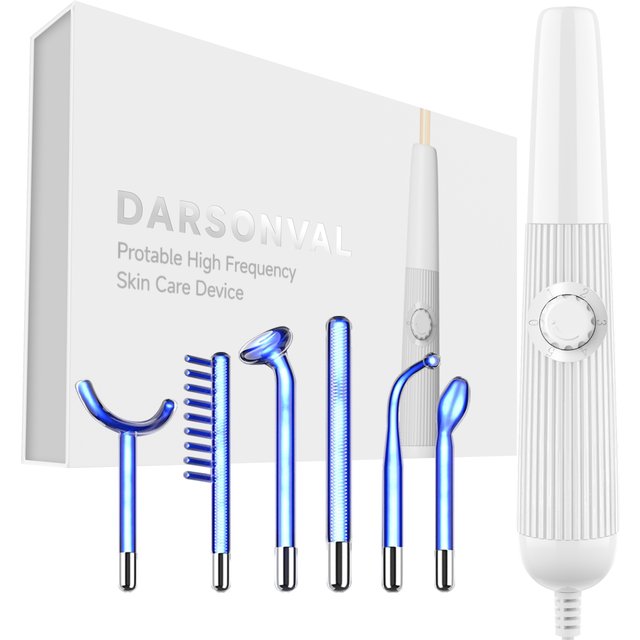 DARSONVAL Blue 6-in-1High Frequency Facial Machine For Hair Face Anti Aging Therapy Acne Tool Fusion Neon+Argon Wands Skin care