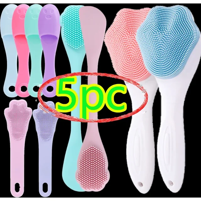 Brosse de nettoyage du visage en Silicone souple 2 en 1, brosse pour masque Facial et épurateur pour