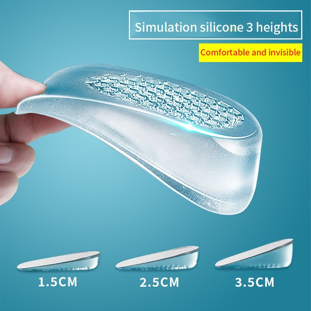 Silicone Gel Invisible Height Increase Insole Heel Lifting Inserts Shoe Foot Care Protector Elastic Cushion Insert for men Women