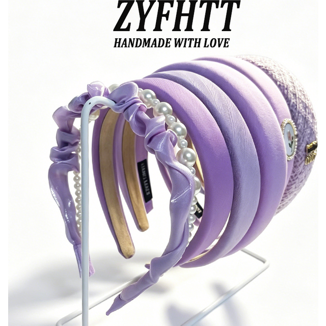 1/6Pcs ZYFHTT Purple Series Sponge Headband for Woman Elegant Versatile Wide Hair Band Fashion Girl Makeup Hair Hoop