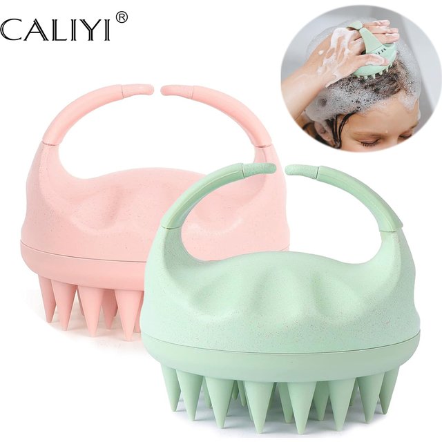 CALIYI 1/2 pièces Massage du cuir chevelu shampooing brosse de douche peigne nettoyage du cuir chevelu brosse en Silicone soin du cuir chevelu arrêter des démangeaisons outils de bain
