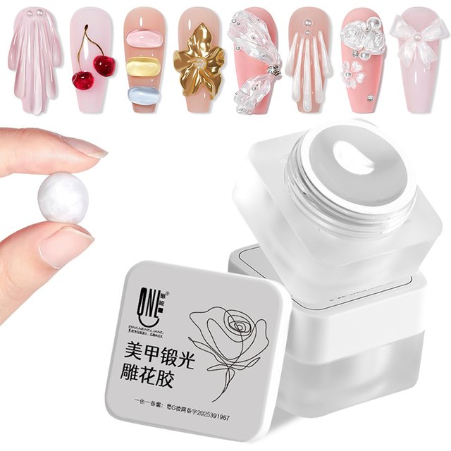 RS NAIL Solid Carved Gel Nail Polish Non Stick Hand Clear Carving Flower Nail Gel Solid Pearl 3D Sculpting Gel for Nail UV Gel