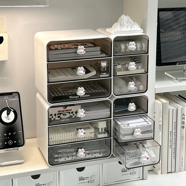 Desktop Drawer Box Desk Pen Holder Hair Accessories Storage Shelf Cosmetic Stationery Storage Box Home School Office Organizer