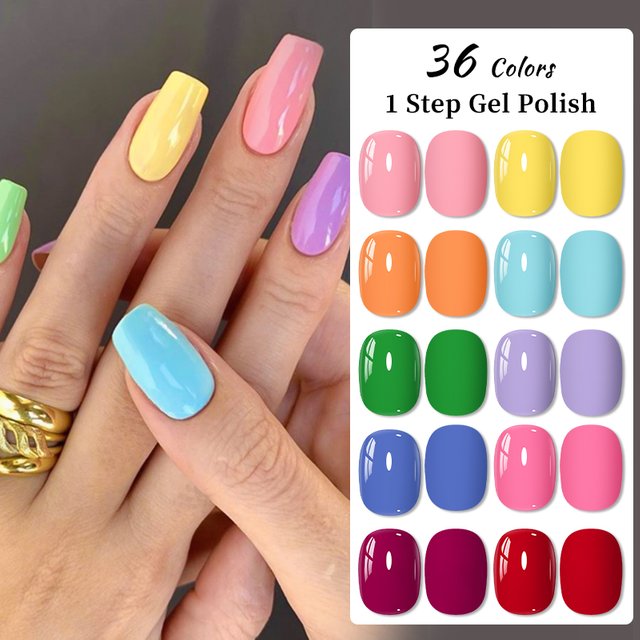 1-step Gel Polish 3 IN 1 Gel Nail Polish Nail Art Soak Off LED UV Gel Nail Varnishes No Need Base Top Coat Gel Nail Supplies DIY