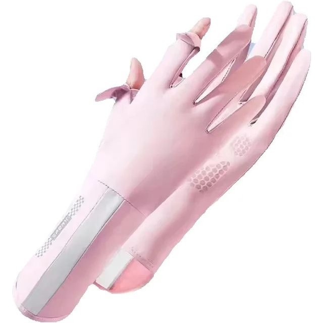 Thin Elastic Ice Silk Sunscreen Gloves Suitable for men and Women in Summer, UV Sports Bike Anti Slip Driving Clam Shell Touch S