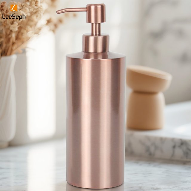 Rose Gold Soap Dispenser, 304 Stainless Steel Reusable Liquid Soap Pump Dispenser for Hand Soap, Lotions (11-Oz/18-Oz/8-Oz)