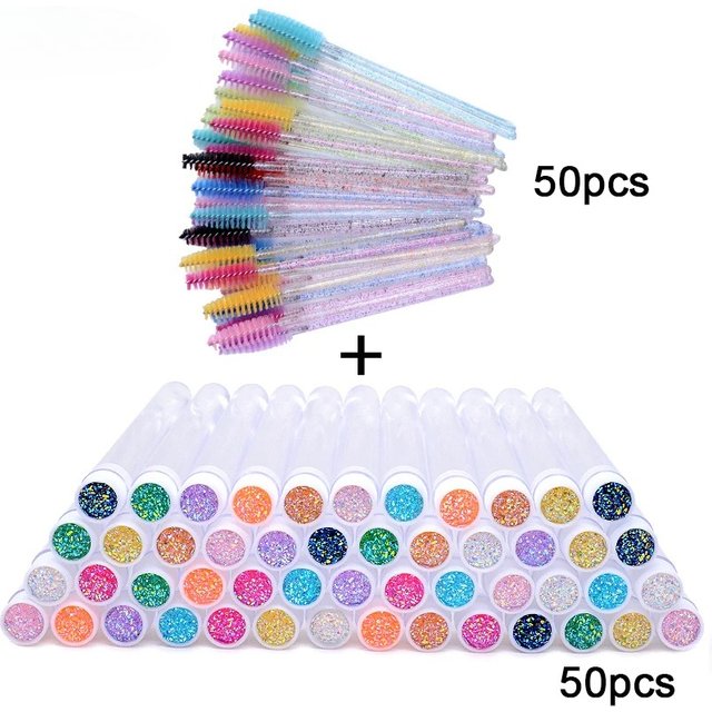 50pcs Reusable Eyelash Brush Tube for Disposable Mascara Wands Applicator Replaceable Dust-proof Eye Lash Eyebrow Brush Tube