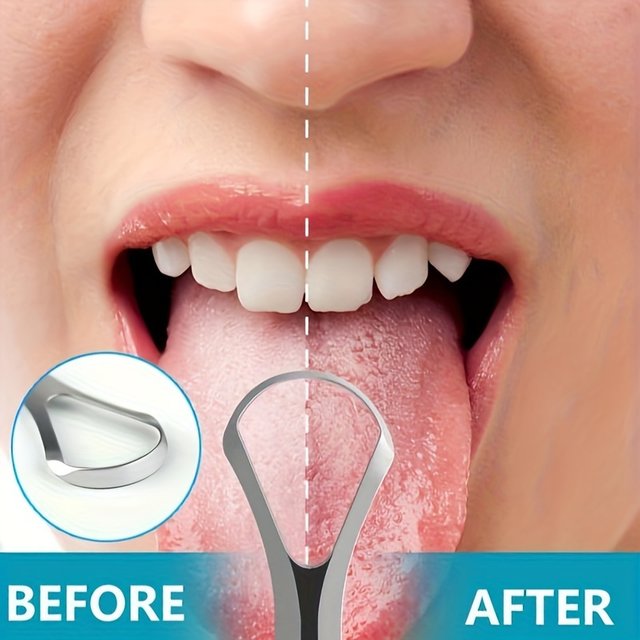2pcs adult tongue coating scraper, portable and reusable stainless steel fresh breath tongue cleaner,oral care tool (large size)