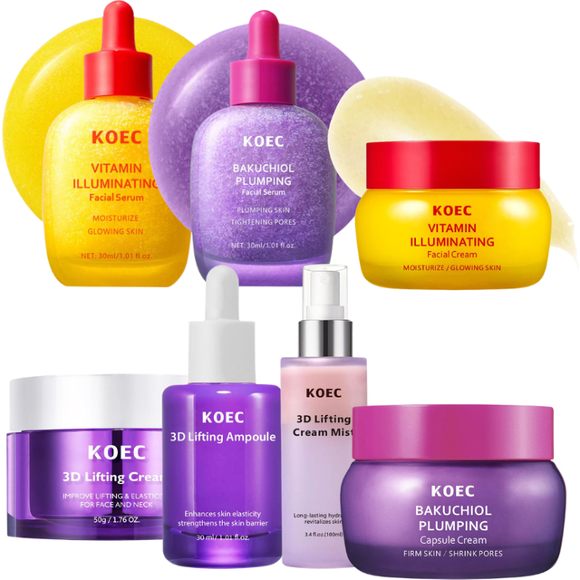 KOEC Facial Skin Care Series Vitamin Brightening Plumping Serum Lifting Cream Mist Ampoule Moisturizing Firming Skin Products