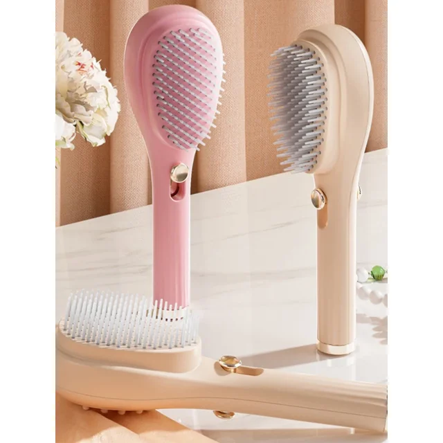 Self Cleaning Hair Brush for women,Retractable Hairbrush Easy Clean,Anti Static Massage Brush,Rotary Telescopic Structure