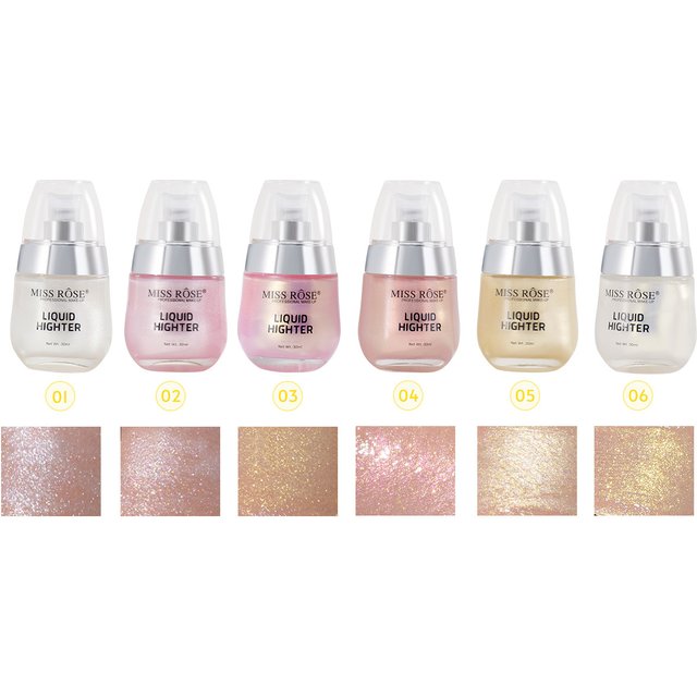 MISS ROSE Shimmer Super Sparkle Liquid Highlight Eyeshadow Natural Brightening Face Body Makeup Cosmetic Body Glitter