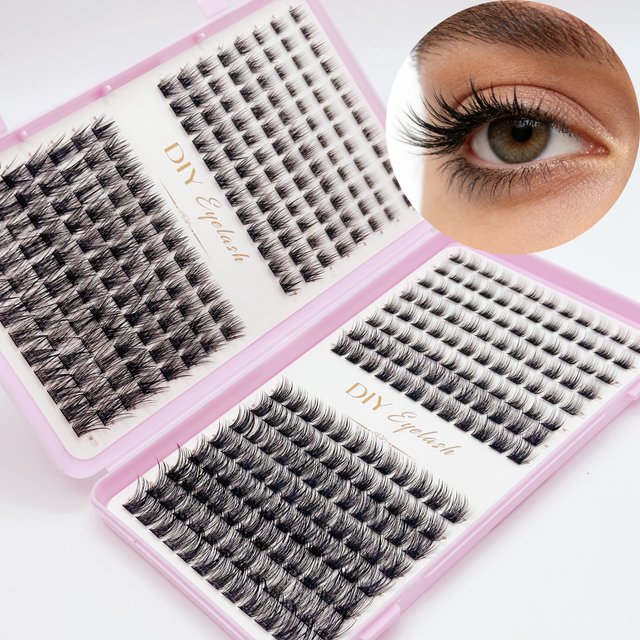 384pcs Individual Lashes Eyelash Book Clusters Extensions False Eyelash DIY at Home Cluster Eyelash Extensions Makeup