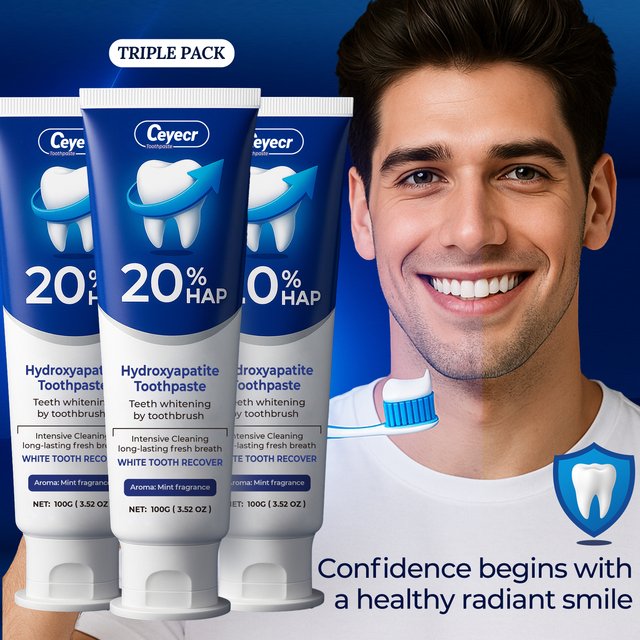 Buy 2 Get 1(3PCS)20% Hydroxyapatite Toothpaste Family Pack, Whitening Remineralizing Formula, White Crystal Paste with Fresh Mi