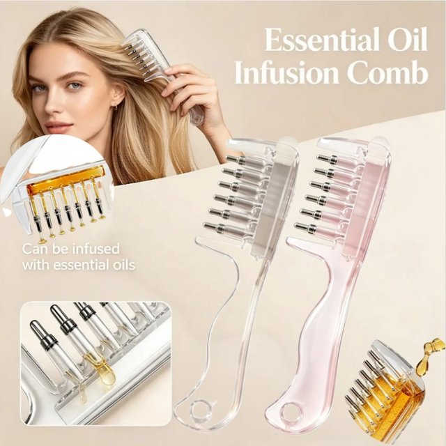 Portable Essential Oil Applicator Massage Comb with Built-In Liquid Reservoir Mini Scalp Liquid Applicator Comb Hair Care Tool