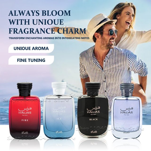 100ML Hawas Ice for men Eau de parfum Spray Original Arabian Perfume Men's Premium Arabian Long Lasting Fragrance