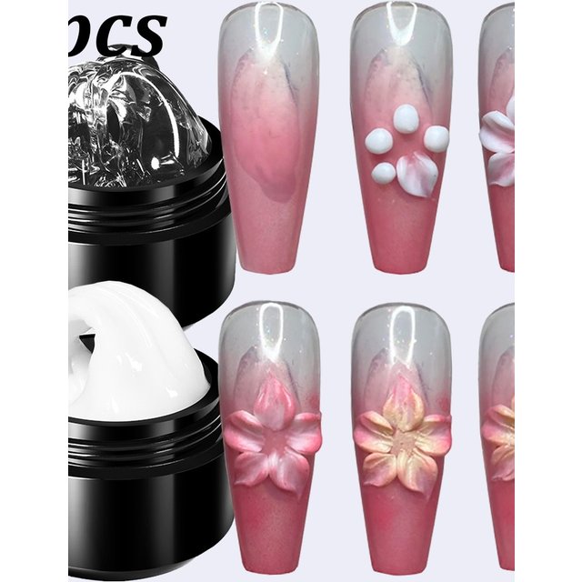 2pcs White Clear Non Stick Hand Extension Gel Nail Polish Shaping Carving Flower Nail Gel 5/15ml Extend Fingertips UV Polish Gel