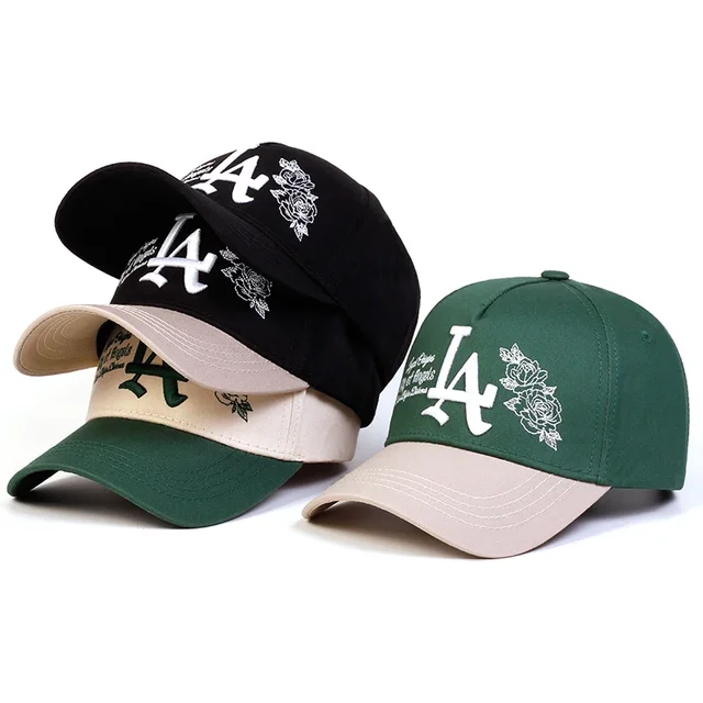 Unisex LA Rose Embroidery Snapback Baseball Caps Spring and Autumn Outdoor Adjustable Casual Hats Sunscreen Hat Sports Cap