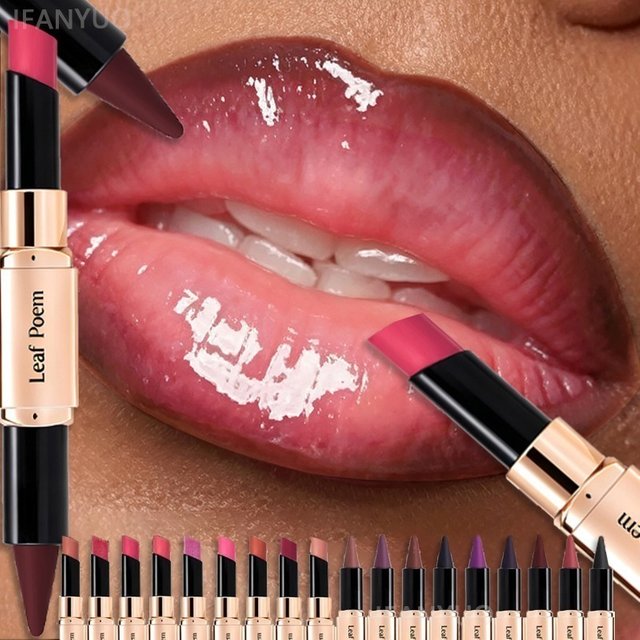 2IN1 Tapered Gradient Lipliner Pen Sexy Red Brown Mirror Plumping Lipstick Matte Lip Liner Waterproof Lip Contour Lasting Makeup