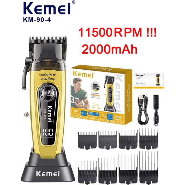 Kemei KM-90-4 Professional 11500 RPM Hair Clipper for Barbers Rechargeable Trimmers Brushless Motor Hair Cutting Machine for men